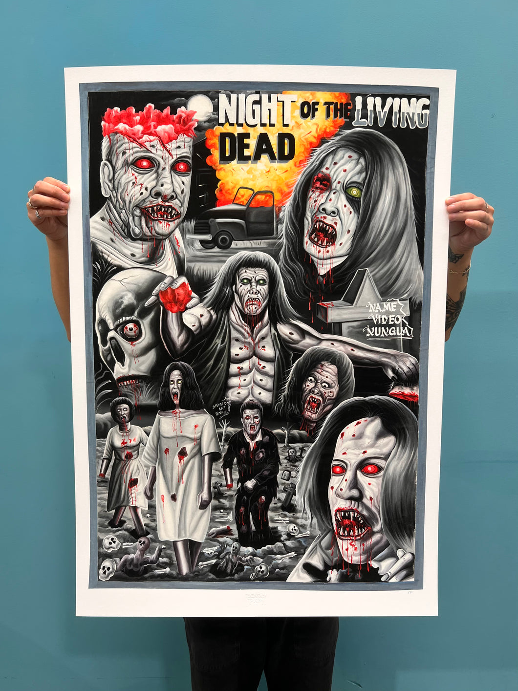 Night of the Living Dead - Limited Edition Archival Giclée Print from Static Medium by Salvation